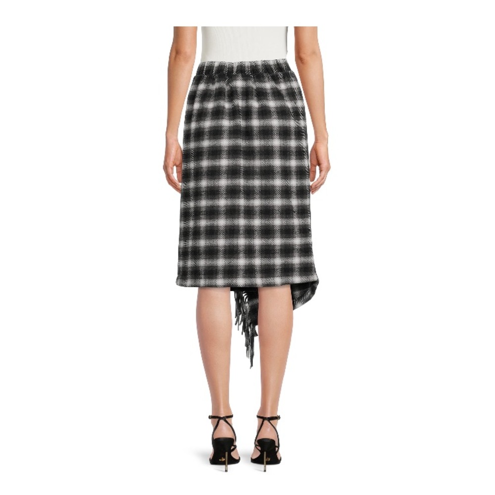 Fringed Faux Wrap Skirt